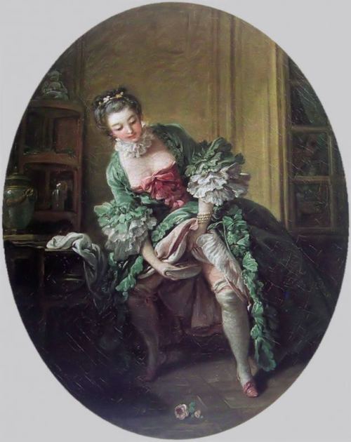François Boucher (1703-1770): Dama utilizando un bourdaloue.
